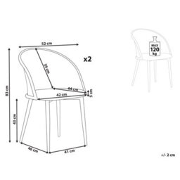 Beliani Set Of 2 Dining Chairs Cornell Metal Black - thumbnail 3