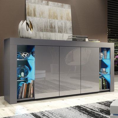 Sideboard Eden 164Cm - Dark Grey With Gloss Doors - image 1