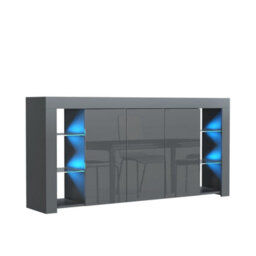 Sideboard Eden 164Cm - Dark Grey With Gloss Doors - thumbnail 8