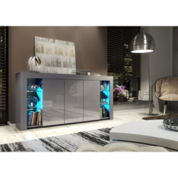 Sideboard Eden 164Cm - Dark Grey With Gloss Doors - thumbnail 2