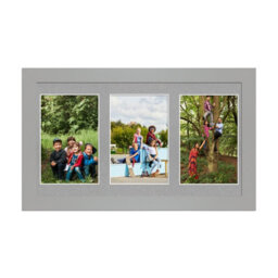 AK Frames 40X20Cm Light Grey Modern Multi Photo Frame With Silver Mount - Holds 3 Apertures (3X) 6X4 Photos - thumbnail 1