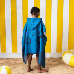 OHS Kids Poncho Beach Towel Hooded Quick Dry Microfibre Holiday, Gaming Teal - thumbnail 2