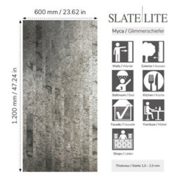 Lite Stone Silver Grey Slate Veneer Multi Brick 120 X 60Cm Thin & Light Weight Sheet - thumbnail 2