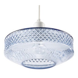 Happy Homewares Blue Glass Pendant Lighting Shade With Strip Of 3D Shaped Diamonds - thumbnail 4