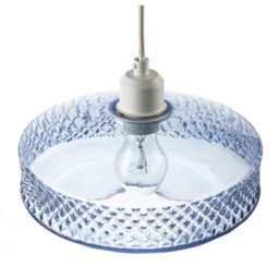 Happy Homewares Blue Glass Pendant Lighting Shade With Strip Of 3D Shaped Diamonds - thumbnail 3