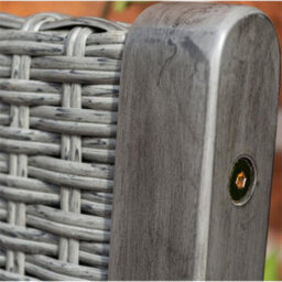Cheshire 2 Seater Hardwood Timber Framed Rattan Weave Garden Bench - Grey - thumbnail 4