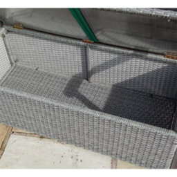 Cheshire 2 Seater Hardwood Timber Framed Rattan Weave Garden Bench - Grey - thumbnail 2