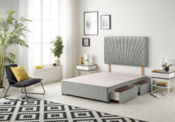 "Somnior Beds Platinum Divan Bed Base With 2 Drawers & 30"" Headboard - Tweed Fabric, Grey, 6Ft Super King" - thumbnail 1