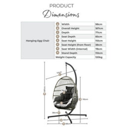 Furniturebox Orange Rattan Egg Chair, Swinging Garden Egg Chair, Patio Deck Outdoor Egg Chair, Comfy Garden Chair + Free Cover - thumbnail 7