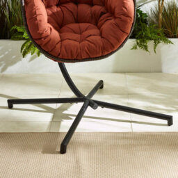 Furniturebox Orange Rattan Egg Chair, Swinging Garden Egg Chair, Patio Deck Outdoor Egg Chair, Comfy Garden Chair + Free Cover - thumbnail 5