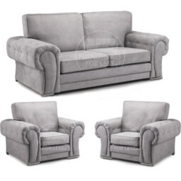 Furnishings For Less UK Milan Fabric 3 Piece Sofa Suite Grey Full Back 3 Seater And 2 Matching Armchairs -  3 1 1 - thumbnail 1