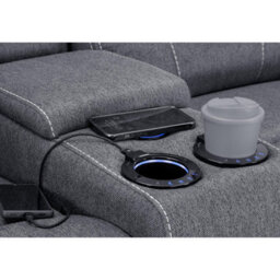 Furnishings For Less UK Orlando Grey Fabric 2 Seater Electric Reclining Sofa Centre Console - thumbnail 6