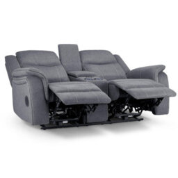 Furnishings For Less UK Orlando Grey Fabric 2 Seater Electric Reclining Sofa Centre Console - thumbnail 7