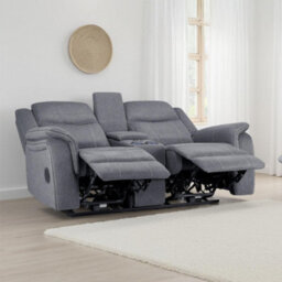 Furnishings For Less UK Orlando Grey Fabric 2 Seater Electric Reclining Sofa Centre Console - thumbnail 3