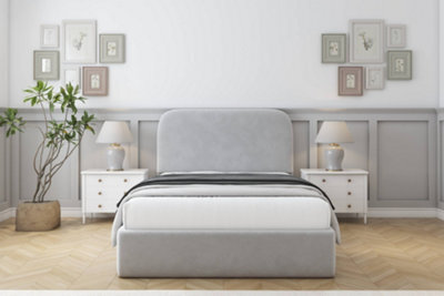 "Sloomy Belvoir Silver Plush Bed Frame With Mattress With 45"" Upholstered Headboard 5' King" - image 1