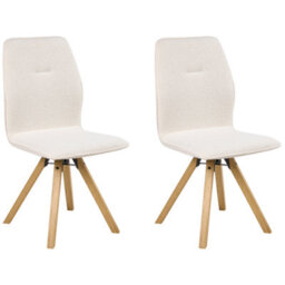 Beliani Set Of 2 Dining Chairs Swivel Alkali Boucle Off-White - thumbnail 4