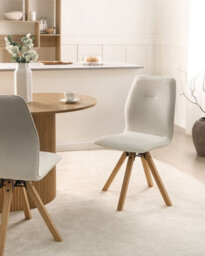 Beliani Set Of 2 Dining Chairs Swivel Alkali Boucle Off-White - thumbnail 2