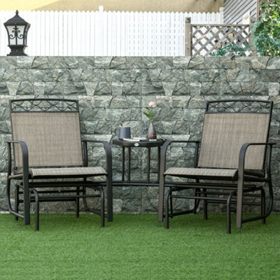 Outsunny 2-Person Outdoor Glider Rocker Chair With Center Table For Backyard - image 1
