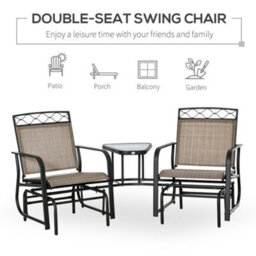 Outsunny 2-Person Outdoor Glider Rocker Chair With Center Table For Backyard - thumbnail 4