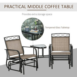 Outsunny 2-Person Outdoor Glider Rocker Chair With Center Table For Backyard - thumbnail 6