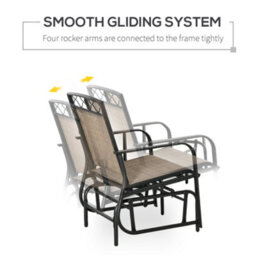 Outsunny 2-Person Outdoor Glider Rocker Chair With Center Table For Backyard - thumbnail 7