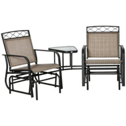 Outsunny 2-Person Outdoor Glider Rocker Chair With Center Table For Backyard - thumbnail 2