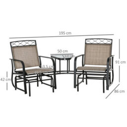 Outsunny 2-Person Outdoor Glider Rocker Chair With Center Table For Backyard - thumbnail 3