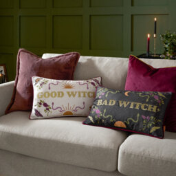 furn. Furn Bad Witch Embroidered Velvet Feather Filled Cushion, Green, 30 X 50Cm - thumbnail 6