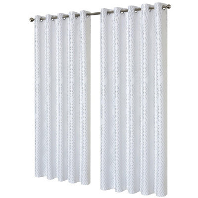 Geometric Sparkle Blackout Curtains In White, 167Cm X 137Cm