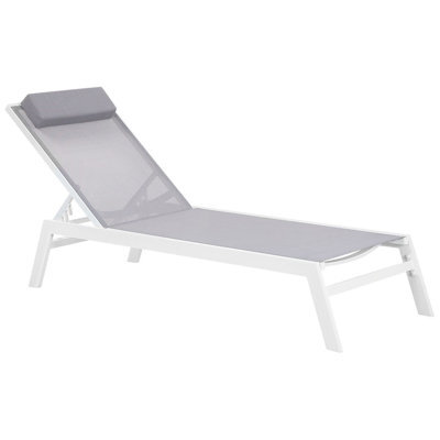 Beliani Sun Lounger Catania Reclining Metal Grey - image 1