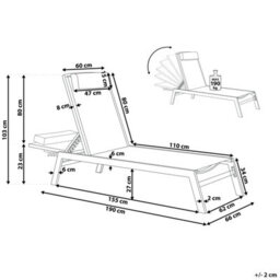 Beliani Sun Lounger Catania Reclining Metal Grey - thumbnail 3