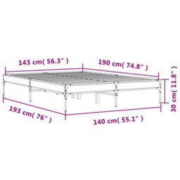 Berkfield Bed Frame Without Mattress Grey Sonoma 140X190 Cm - thumbnail 9