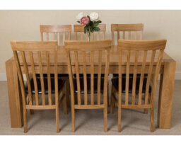 That's Furniture Kuba 180 X 90 Cm Chunky Oak Dining Table And 6 Chairs Dining Set With Harvard Chairs - thumbnail 2
