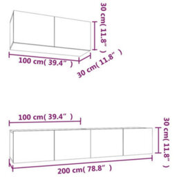 Berkfield 3 Piece Tv Cabinet Set Sonoma Oak Engineered Wood - thumbnail 7