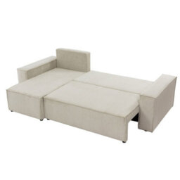 Karl Sofa Bed With Sleeping Function And Bedding Storage Chipboard Frame Wave Springs 244X145X83 Cm Universal Side Cream - thumbnail 4