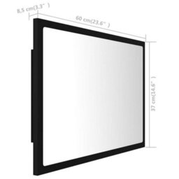 Vidaxl Led Bathroom Mirror Black 60X8.5X37 Cm Acrylic - thumbnail 3