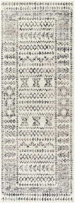 Livabliss Pisa-Geometric Grey Off-White Black Living Dining Bedroom Rug 80 X 220 Cm Easy Care, Non Shedding - image 1