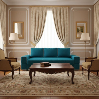 Samanta A Upholstered Sofa Bed 251Cm Has Storage Box Modern Fabric Sofa In Living Room Turquoise - image 1