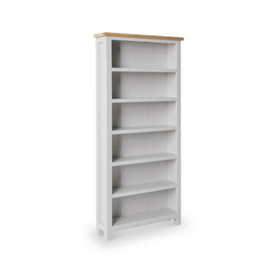 Farro Grey 6 Tier Large Bookcase - Painted With Oak Top - By Roseland Furniture - image 1