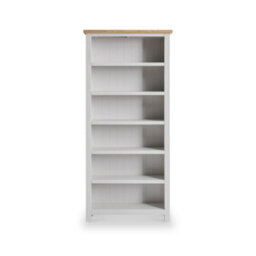 Farro Grey 6 Tier Large Bookcase - Painted With Oak Top - By Roseland Furniture - thumbnail 3