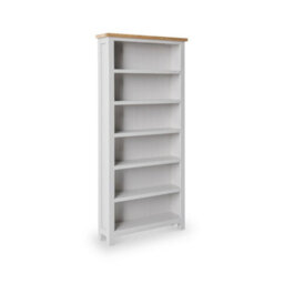 Farro Grey 6 Tier Large Bookcase - Painted With Oak Top - By Roseland Furniture - thumbnail 1
