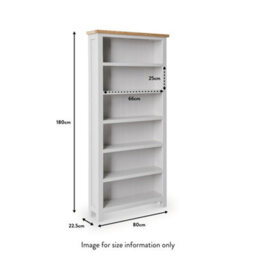 Farro Grey 6 Tier Large Bookcase - Painted With Oak Top - By Roseland Furniture - thumbnail 7