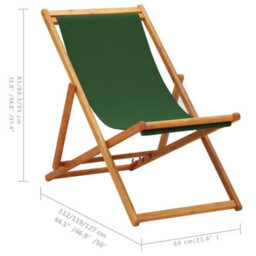 Vidaxl Folding Beach Chair Eucalyptus Wood And Fabric Green - thumbnail 9