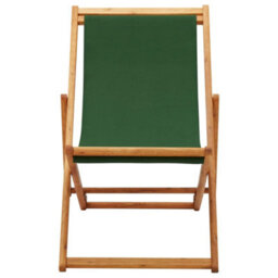Vidaxl Folding Beach Chair Eucalyptus Wood And Fabric Green - thumbnail 2