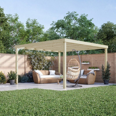 Rutland County Garden Furniture Box Pergola - Wood - L480 X W480 X H270 Cm - Light Green - image 1