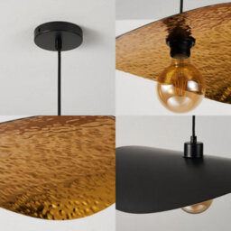Harper Living Pendant Light Fitting Black & Gold Finish, Adjustable Ceiling Pendant Lamp With E27 Holder, Hanging Light - thumbnail 6