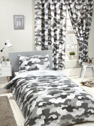 World Of Wallpaper Grey Army Camouflage Reversible Single Duvet Cover And Pillowcase Set - thumbnail 1