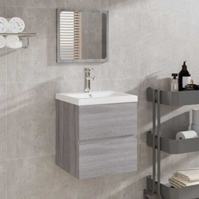 Berkfield Bathroom Cabinet With Mirror Grey Sonoma Engineered Wood - image 1