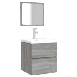 Berkfield Bathroom Cabinet With Mirror Grey Sonoma Engineered Wood - thumbnail 4