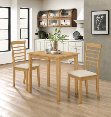 Hallowood Furniture Ledbury Small Dining Table With 2 Chairs In Light Oak Finish - image 1